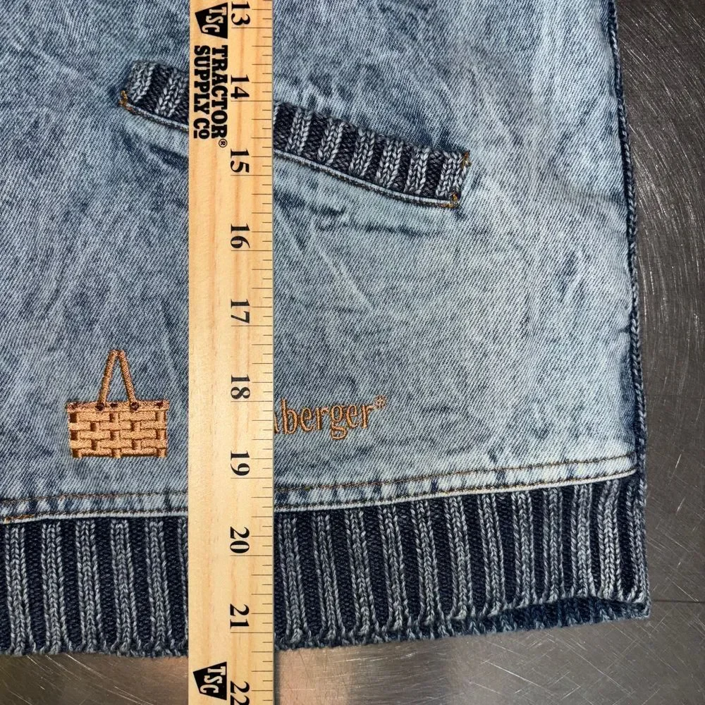 VTG 90s Longaberger Homestead Denim Full Zip Sweater‎ Jacket Embroidered Medium - Picture 7 of 9